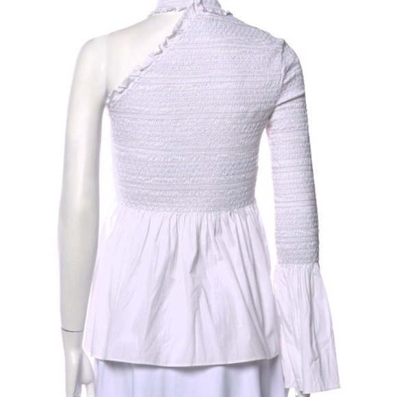 A.L.C. Cossette Mock Neck One Shoulder Poplin Blouse - Picture 6 of 9